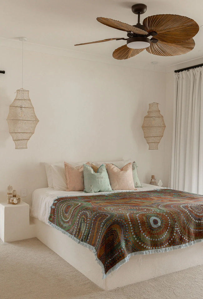 Blue Ocean Indigenous Art Throw Rug