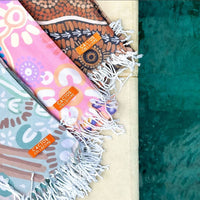 turkish cotton beach towel with indigenous art print