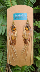 celina leather and feather hand-made earrings