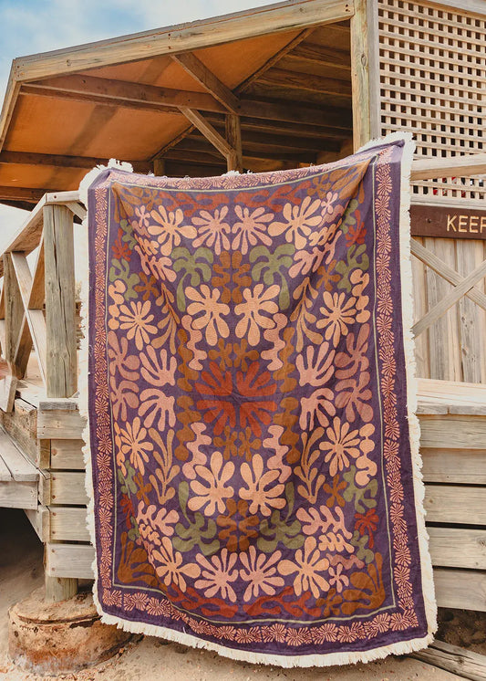 coral breeze design 100% cotton throw rug