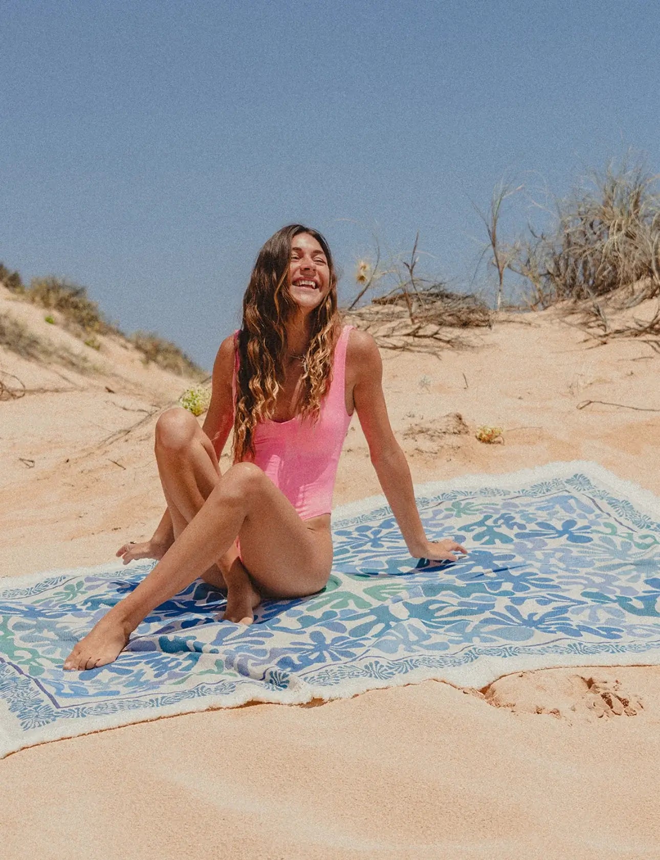 coral breeze design 100% cotton throw rug