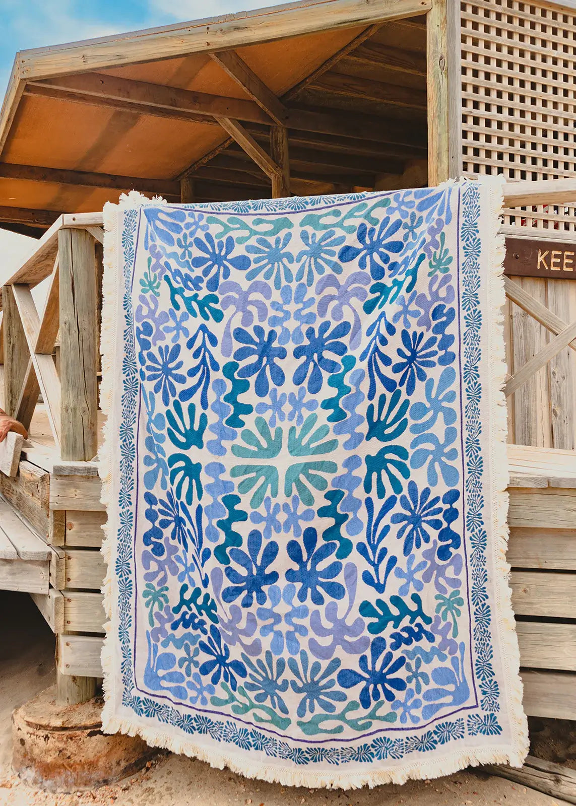 coral breeze design 100% cotton throw rug