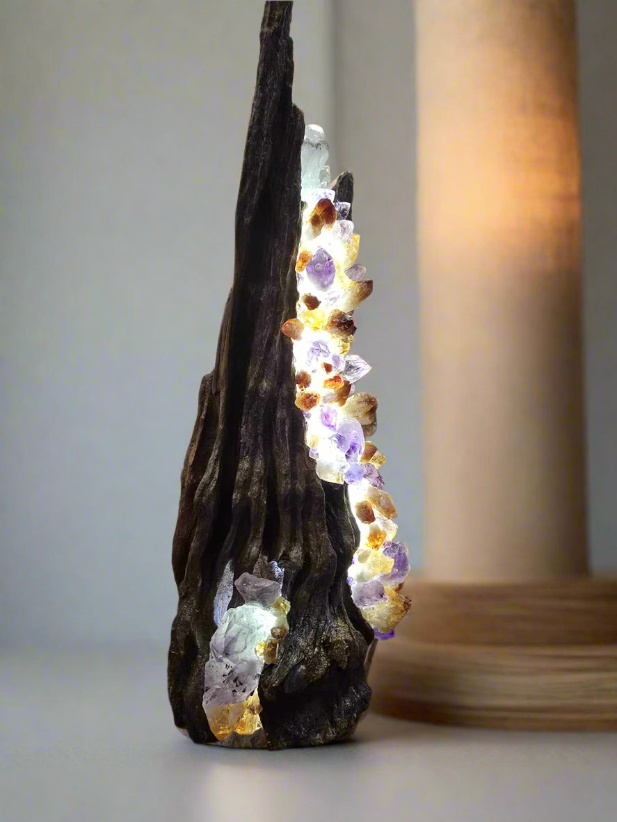 crystal lamp with amethyst and citrine 