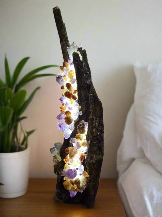 crystal lamp with amethyst and citrine
