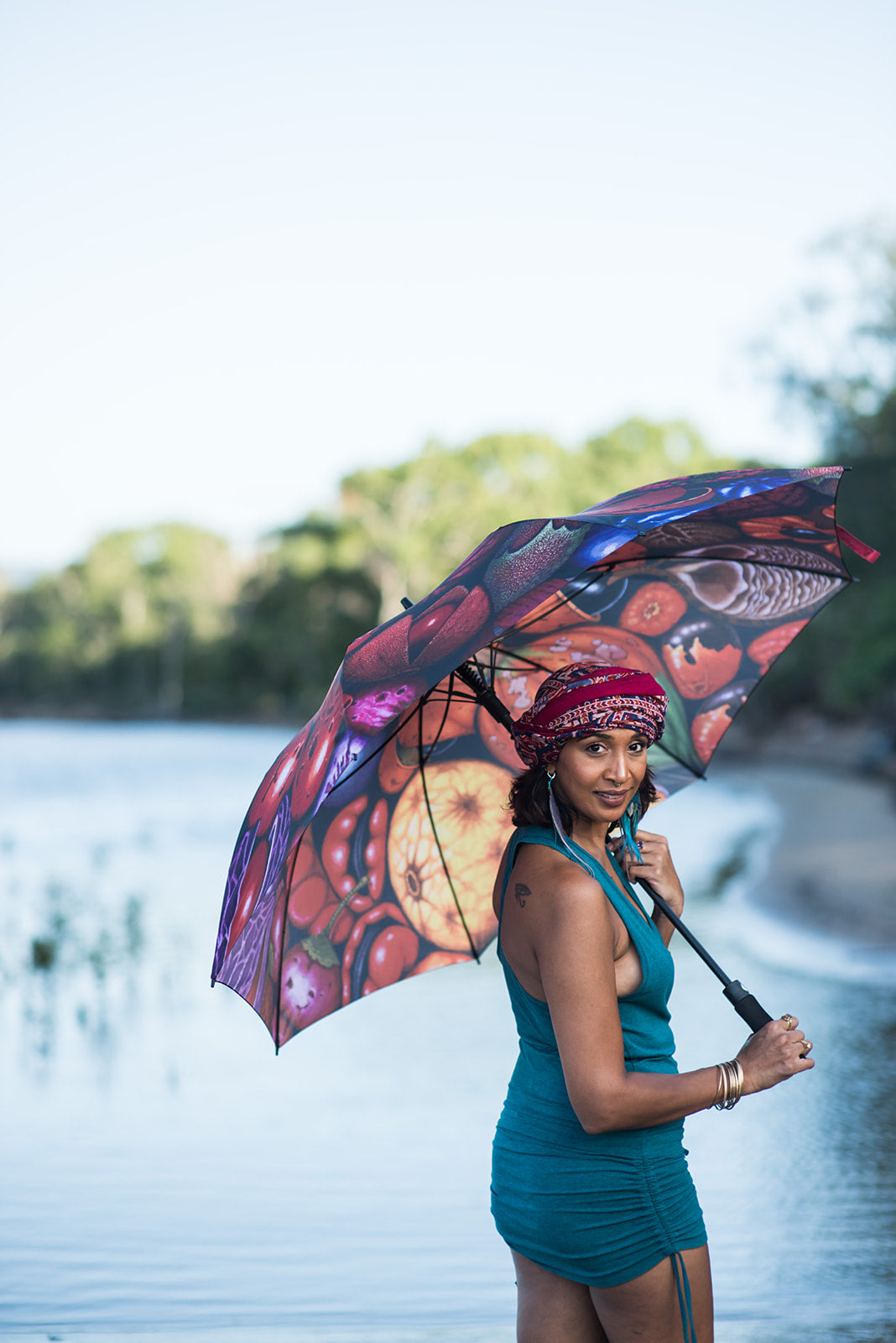 david stacey tropical seeds panting printed on umbrella