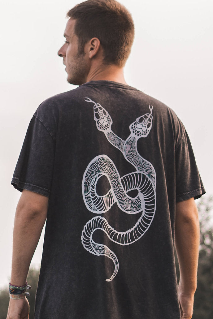 art of zig double headed serpent shipibo art shirt tantrika australia