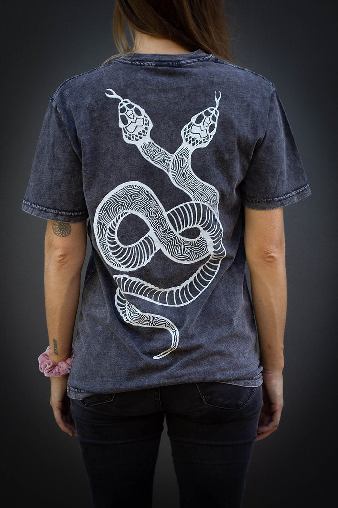 art of zig double headed serpent shipibo art shirt tantrika australia