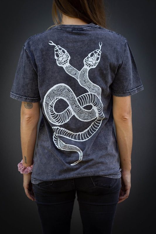 art of zig double headed serpent shipibo art shirt tantrika australia