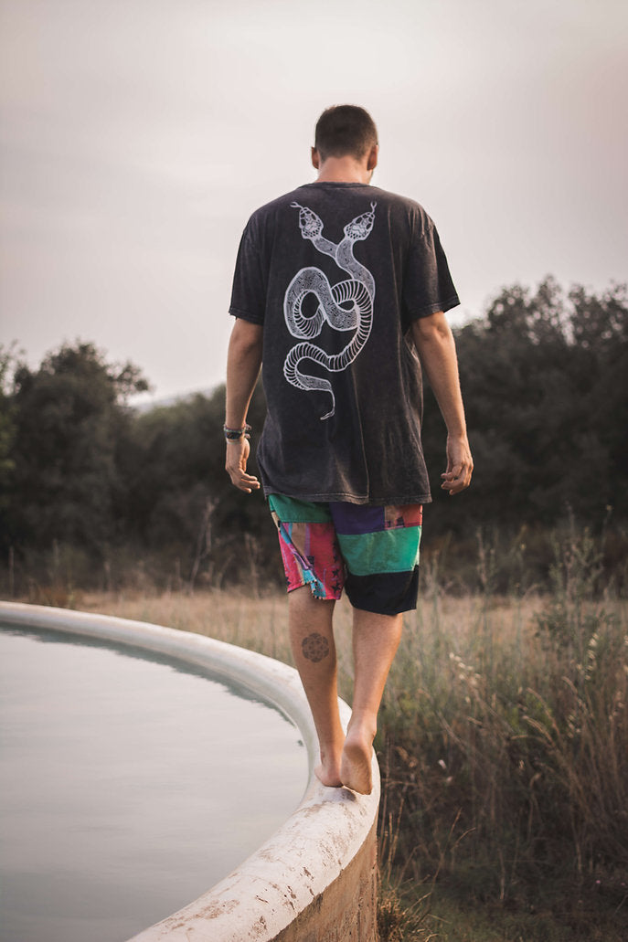 art of zig double headed serpent shipibo art shirt tantrika australia