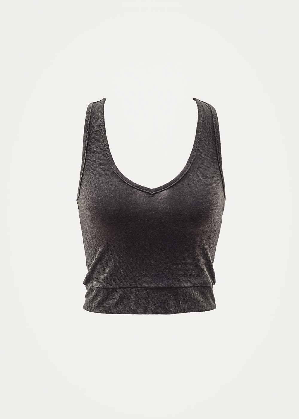 ember crop tank in bamboo with lacing detail in the back