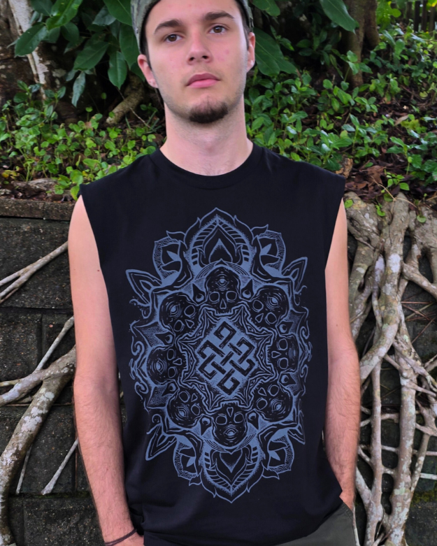 black tank embrace your mortality art of zig at tantrika clothing australia