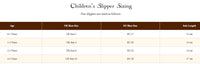 unicorn felt slippers size chart