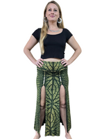 tantrika split front lime leaf print skirt