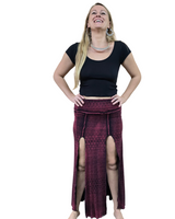 tantrika split front pink geometric print skirt