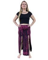 tantrika split front pink leaf print skirt