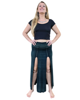 tantrika split front teal geometric print skirt