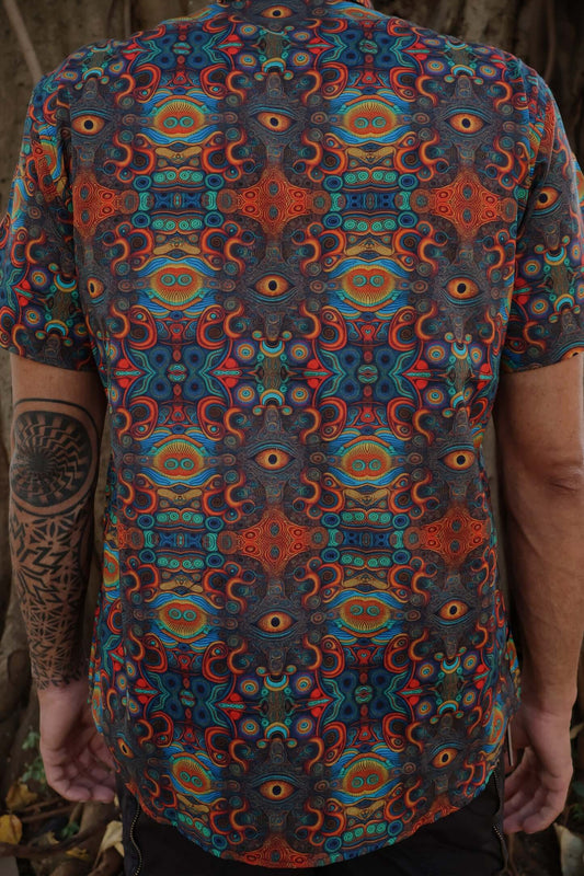 mens fungal frequency button up shirt