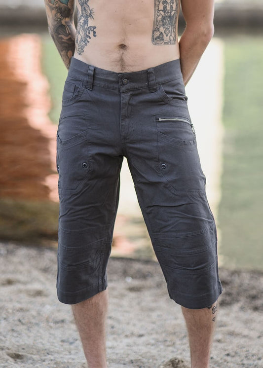 mens hemp 3/4 cargo dress shorts