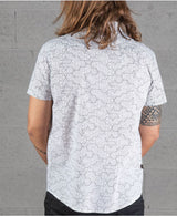 mens button up with cubic geometric print