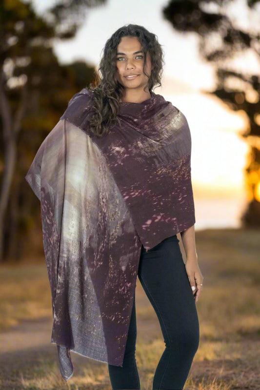 golden sunset wool slik scarf by harriet jane at tantrika fashion australia