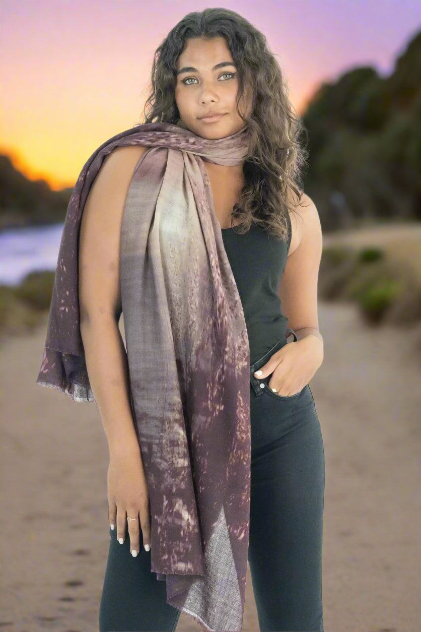 golden sunset wool slik scarf by harriet jane at tantrika fashion australia