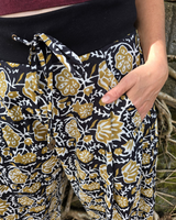 Gold Flowers Cotton Yoga Pants Tantrika Australia