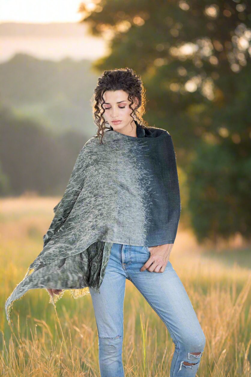 morning grasses harriet jane wool and silk scarf tantrika sustainable fashion australia