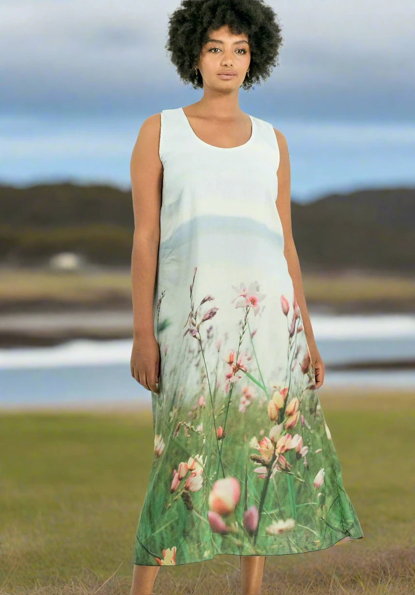 harriet jane norfolk bay seaside meadow linen tank dress tantrika sustainable fashion australia