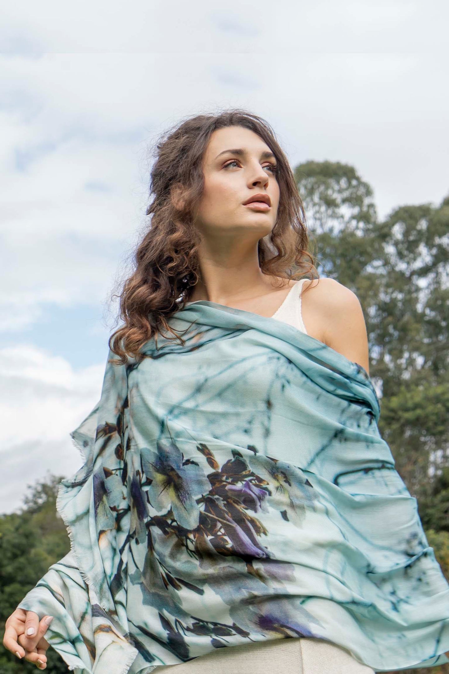 harriet jane paulona tree cashmere and model scarf tantrika sustainable fashion australia