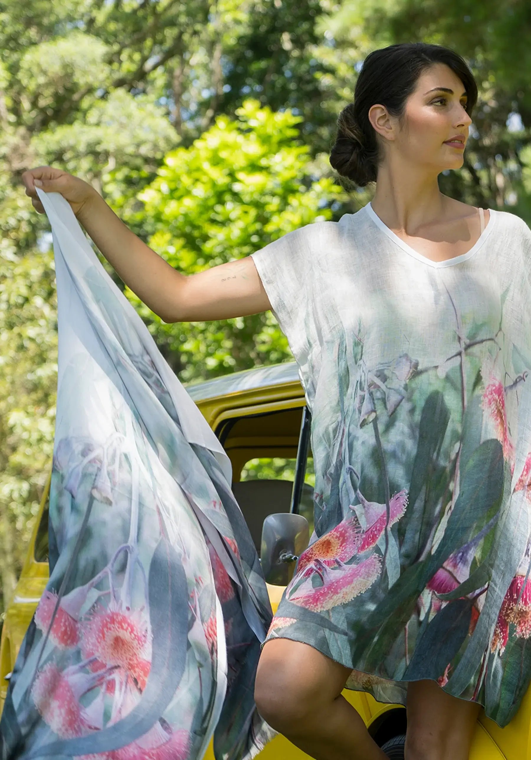 Flowering Silver Princess Gum Harriet Jane Cashmere Modal Scarf Tantrika Australia