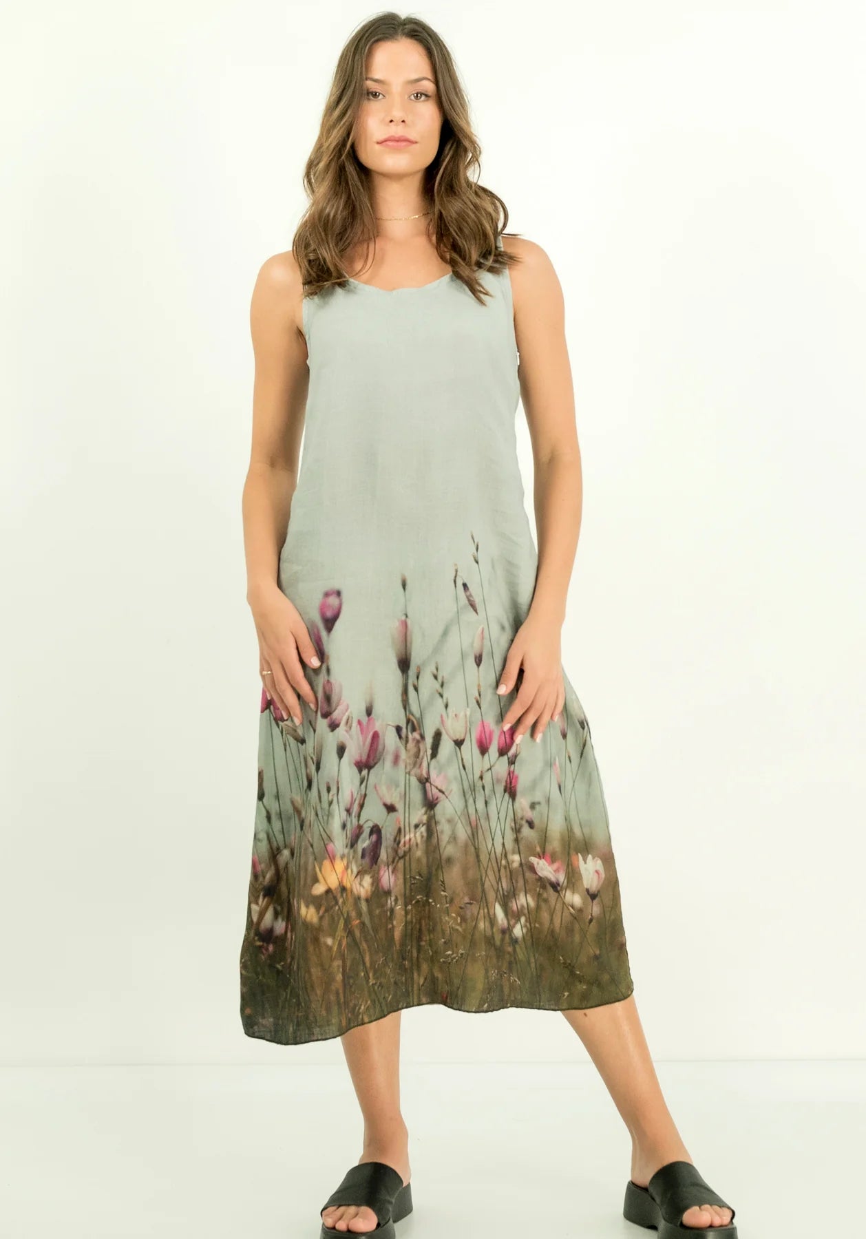 Harriet Jane Linen Tank Dress Flowering Seaside Meadow