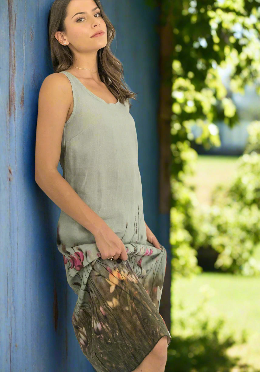 harriet jane seaside meadow linen tank dress at tantrika fashion australia
