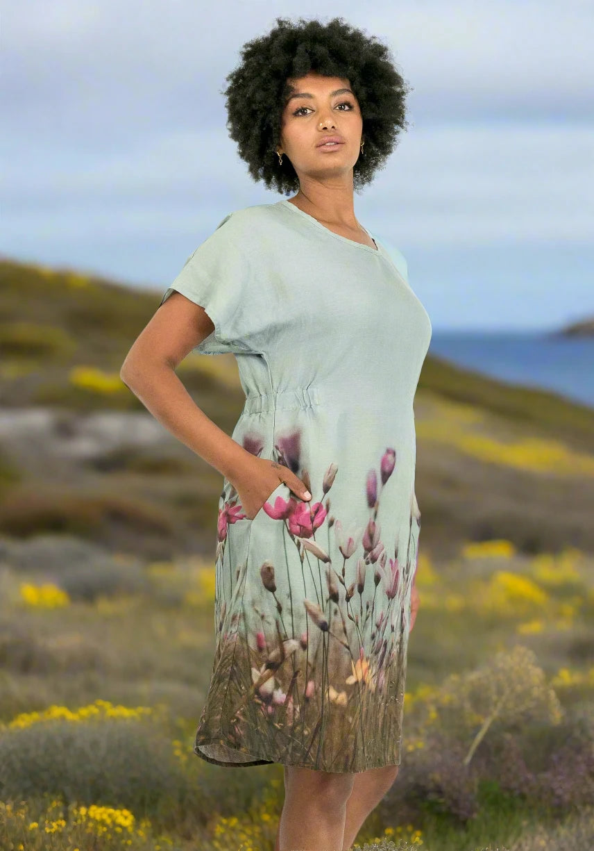 harriet jane seaside meadow linen tencel pocket dress tantrika sustainable fashion australia