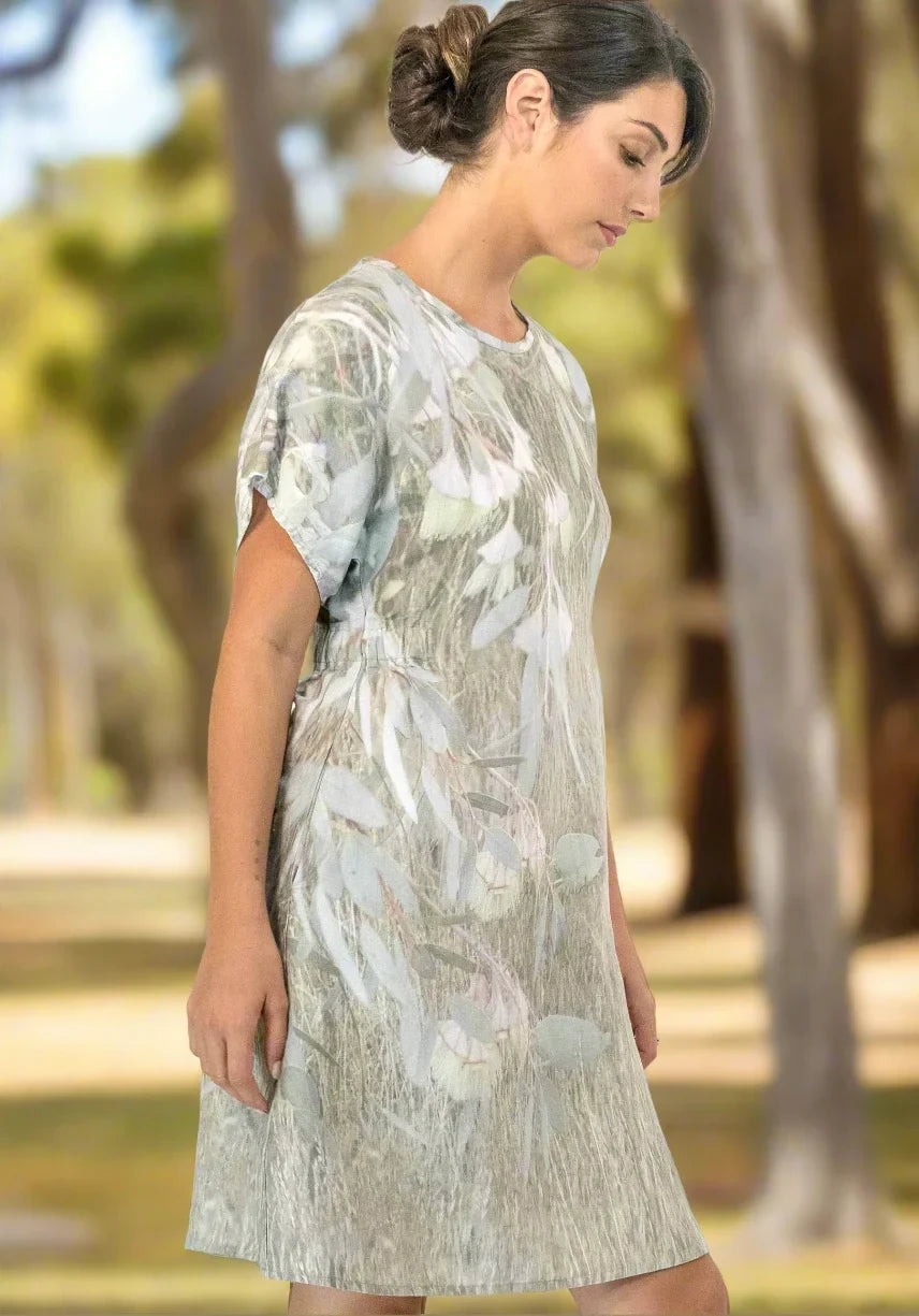 harriet jane yellow flowering gum linen tencel dress tantrika sustainable fashion australia