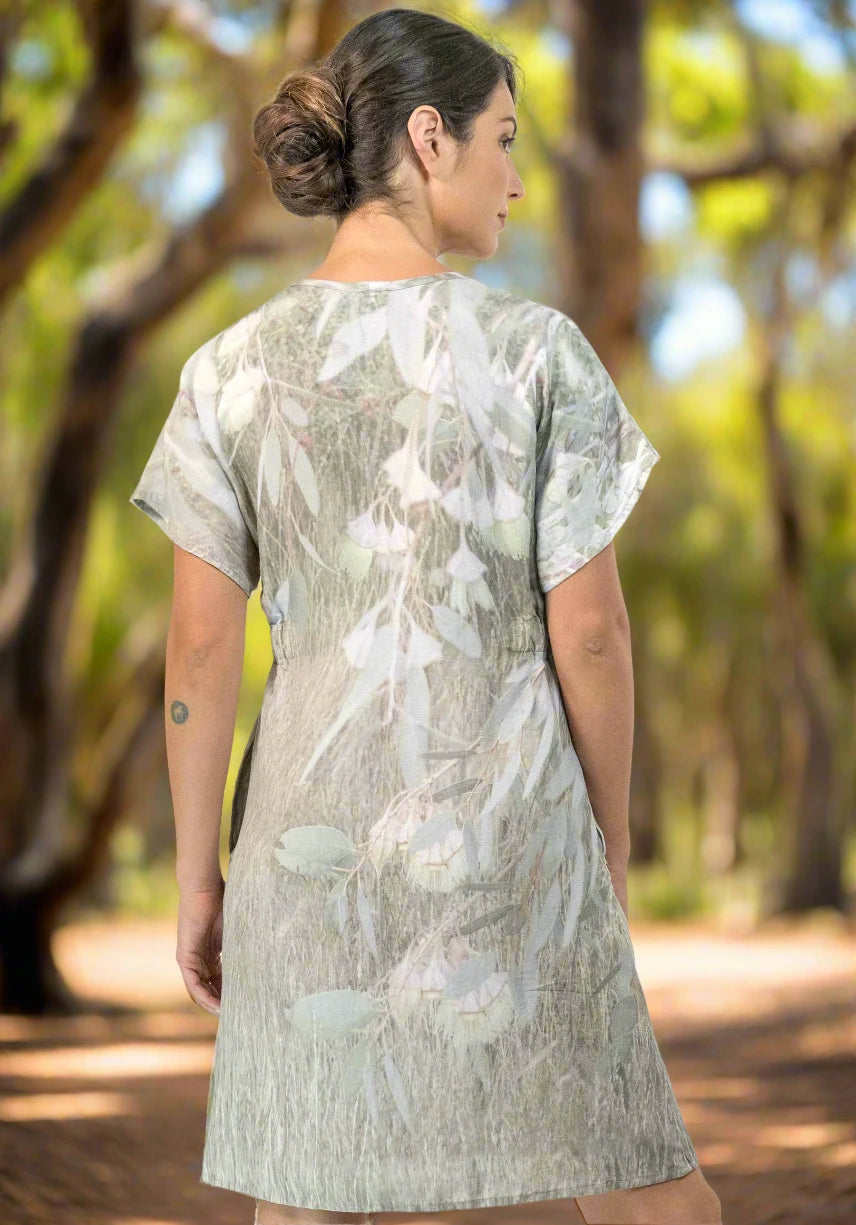 harriet jane yellow flowering gum linen tencel dress tantrika sustainable fashion australia