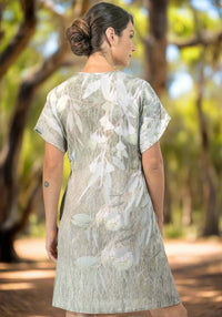 harriet jane yellow flowering gum linen tencel dress tantrika sustainable fashion australia
