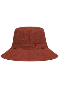 Hemp Fedora Hat in russet organic hemp with a medium brim and UV protection.