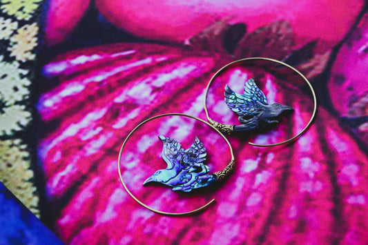Spiral Hummingbird Paua Shell Earring Tantrika Australia