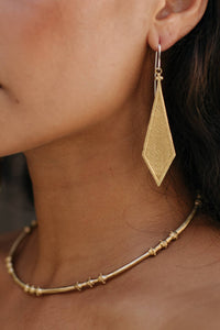 Izara Earrings - Brass long drop earrings with intricate Kalinga-inspired detailing