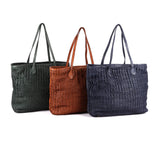 
Leather woven shopper bag