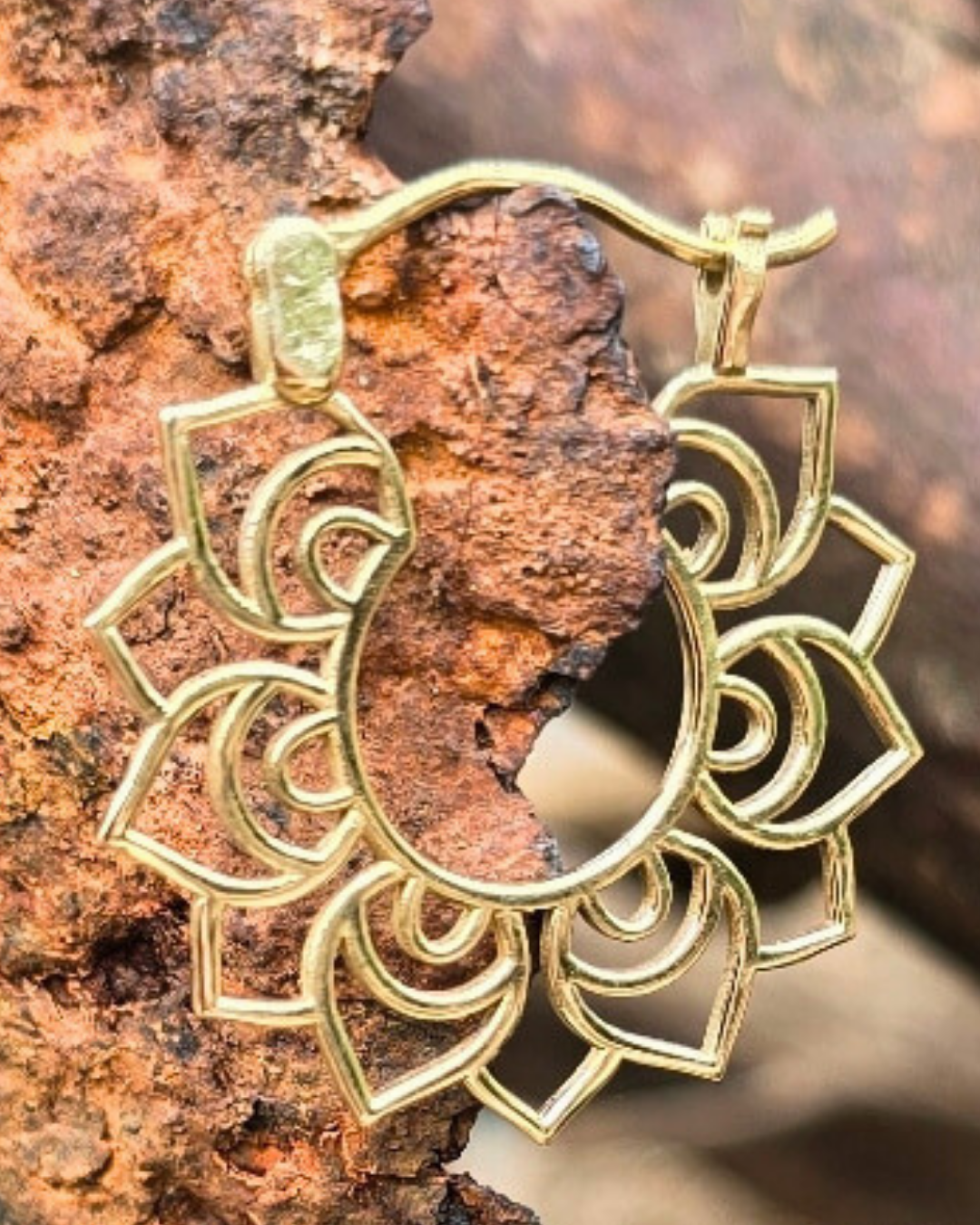 brass mandala kalina hoop earrings