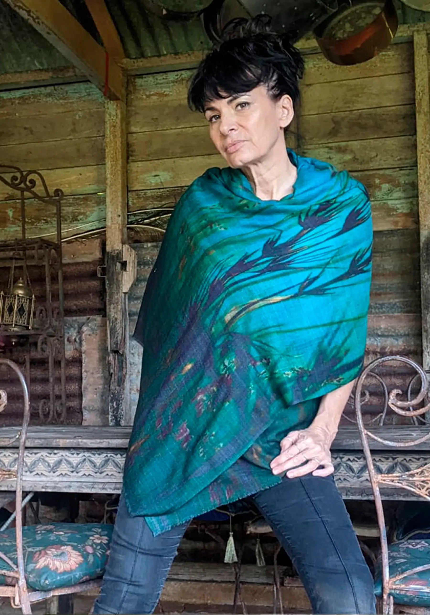 Kangaroo Grass Silk and Wool Scarf Harriet Jane at Tantrika Australia