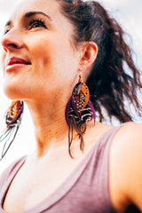 Leather and Feather Earrings Ethical Hand Made Tantrika Australia