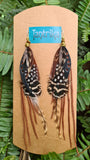 ava leather and feather hand made earrings 