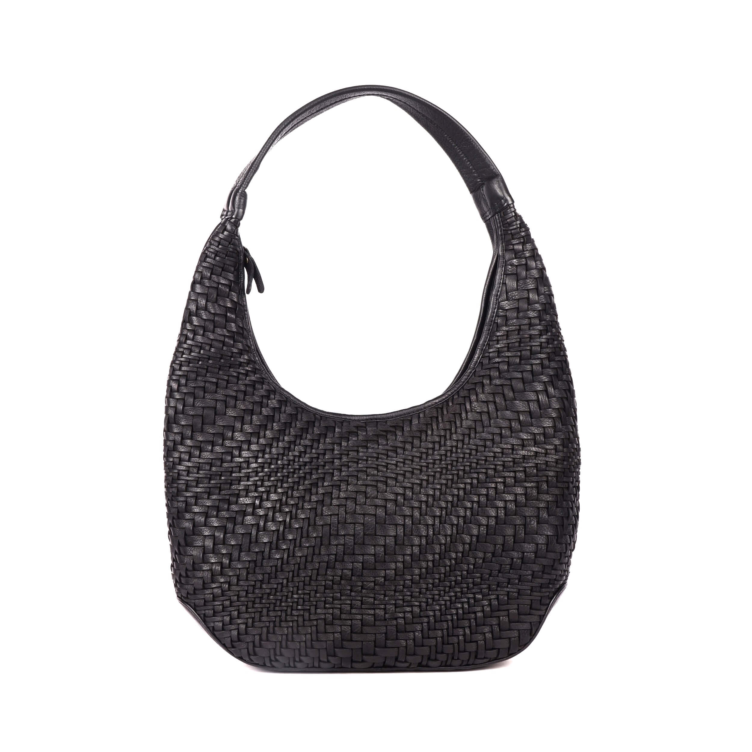 ladies woven leather shoulder bag
