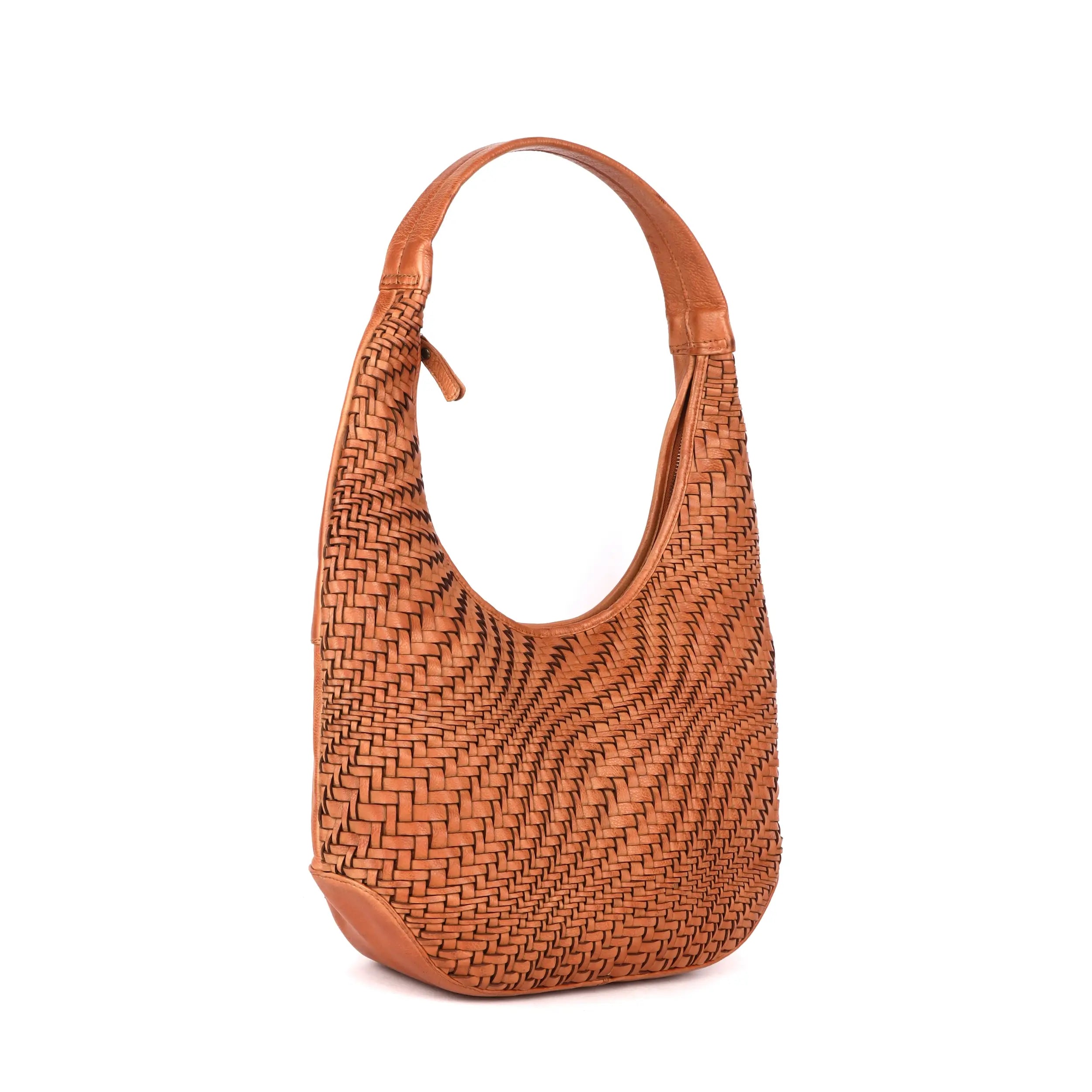 ladies woven leather shoulder bag
