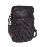 leather woven phone bag
