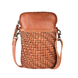 leather woven phone bag