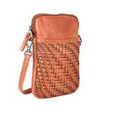 leather woven phone bag