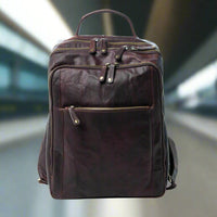 leather back pack in brown